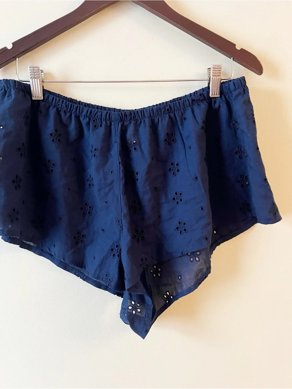 Victoria Secret Navy Blue Floral Eyelet Sleep Shorts Size Large